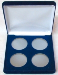 Blue Velvet Steel Box W/ #3002 Card 4 'H' Size Openings Airtite